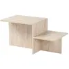 Image de Table basse en bois - 80 x 40 x 40 cm - Travertin