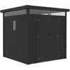 Image de Abri de jardin métal premium avec toit plat et porte battante [ ]Lexinton[ ] - 5,29 m² - Gris