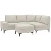 Image de Canapé d'angle 4-5 places en tissu chenille beige avec pouf COLCHESTER