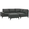 Image de Canapé d'angle 4-5 places en tissu chenille gris anthracite avec pouf COLCHESTER