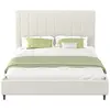 Image de Lit en tissu bouclettes beige 140x190 CAMBRIDGE