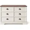 Image de Commode 6 tiroirs blanc et bois 120cm VALLA