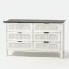 Image de Commode 6 tiroirs blanc rainuré et bois 120cm BRIX