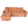 Image de Canapé d'angle convertible 4 places avec coffre en velours côtelé terracotta GLASGOW