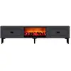 Image de Meuble TV avec cheminée LED 150cm gris anthracite et noir FYRA