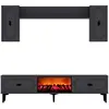 Image de Ensemble meuble TV avec étagères murales et cheminée LED 150cm gris anthracite VIBRA
