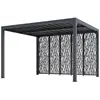 Image de HABRITA Pergola bioclimatique Aluminium avec 5 panneaux moucharabieh coloris gris pour côté 3,60 m