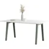 Image de Table à manger en plastique recyclé blanc 160 x 95 cm piètements gris eucalyptus New Modern - Tiptoe