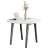 Image de Table ronde en plastique recyclé blanc D108 x 75 cm piètements gris eucalyptus New Modern - Tiptoe