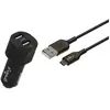 Image de Greene Chargeur voiture 17W 2USB avec câble Micro-USB 1.3m Noir