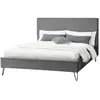 Image de Lit 140 x 190 cm en velours gris et noir RIVERSIDE
