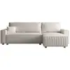 Image de Canapé convertible d'angle réversible 4 places velours côtelé beige COSY