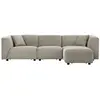 Image de Canapé 3 places + 1 pouf velours côtelé modulable gris clair MONROE