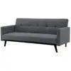 Image de Canapé convertible 3 places en tissu gris foncé pieds noirs LEON
