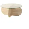 Image de Table basse en bois effet pierre et plateau en verre RIBE