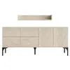 Image de Buffet effet travertin 180 cm 6 portes et étagère AURA