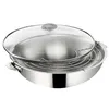 Image de Wok Salvaspazio+ avec son couvercle 30 cm en inox - Lagostina - Argent / Métallique - Acier Inoxydable (inox)
