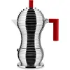 Image de Alessi Machine à espresso Pulcina, Cafetière moka, Rouge, Argent