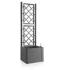 Image de STEFANPLAST - Bac a fleur deluxe - carre avec treillis stone gris - 43x43xh142cm