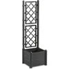 Image de STEFANPLAST Bac à fleur carré ITALIA avec treillis - 30L - Plastique - 43x43x142h cm - Anthracite blanc