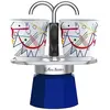 Image de Set cafetiere italienne + 2 tasses - BIALETTI - Mini-express KANDINSKY - 100 ml - Inox / Bleu