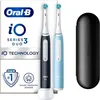 Image de Oral-B iO 3 Lot De 2, Brosses a Dents Électriques Noire et Bleue, 2 Brossettes, 1 Étui De Voyage