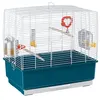 Image de Ferplast Ferplast Cage rectangulaire pour oiseaux exotiques et canaris REKORD 3, livrée avec accessoires et mangeoire tournante, métal robuste vernis blanche et bac en plastique Bleu, 49 x 30 x h 48,5 cm Blanc
