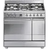 Image de Smeg SCB92MX8 - Cuisinière (four à deux étages) - pose libre - largeur : 90 cm - profondeur : 60 cm - hauteur : 88.5 cm - avec système auto-nettoyant - acier inoxydable