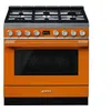 Image de Smeg Elite Portofino CPF9GPOR - Cuisinière - pose libre - largeur : 89.8 cm - profondeur : 60 cm - hauteur : 89 cm - avec système auto-nettoyant - classe A+ - orange