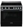 Image de Smeg Portofino CPF9IPBL - Cuisinière - pose libre - largeur : 90 cm - profondeur : 60 cm - hauteur : 90 cm - avec système auto-nettoyant - classe A+ - noir