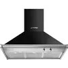Image de Smeg KD90HNE - Hotte - hotte décorative - largeur : 90 cm - profondeur : 54 cm - extraction et recirculation (avec kit de recirculation supplémentaire) - noir/inox