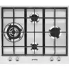 Image de Smeg Linea PX164L - Table de cuisson au gaz - 4 plaques de cuisson - Niche - largeur : 55.5 cm - profondeur : 47.8 cm - acier inoxydable