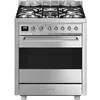 Image de Smeg Classica C7GPX9 - Cuisinière - pose libre - largeur : 70 cm - profondeur : 60 cm - hauteur : 90 cm - avec système auto-nettoyant - acier inoxydable