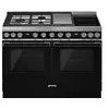 Image de Smeg Portofino CPF120IGMPBL - Cuisinière (four à deux étages) - pose libre - largeur : 120 cm - profondeur : 64 cm - hauteur : 94 cm - avec système auto-nettoyant - noir