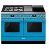 Image de Smeg Portofino CPF120IGMPT - Cuisinière (four à deux étages) - pose libre - largeur : 120 cm - profondeur : 64 cm - hauteur : 94 cm - avec système auto-nettoyant - turquoise/acier inox