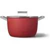Image de Smeg CKFC2611RDM Cocotte Ø 26 cm avec couvercle en verre, 2 poignées, rouge, Poêle + casserole, Rouge