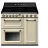 Image de Centre de cuisson 90 cm, 2 fours et 1 gril, nettoyage vapor clean, 5 foyers induction avec booster, creme