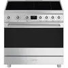 Image de Piano de cuisson 90 cm, 5 foyers induction dont un multizone, fonction Eco-logic, four multifonction double chaleur tournante, nettoyage vapor clean, 115 litres nets, afficheur Tactile, sonde de cuisson, classe A, compartiment de rangement