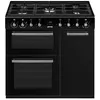 Image de Centre de cuisson 90 cm, 2 fours chaleur tournante et 1 gril, 5 foyers gaz, porte plein verre facilement demontable