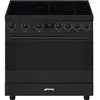 Image de Centre de cuisson Smeg C9IMN2 noir mat / manettes et poignée noir mat 90 cm induction multifonction