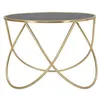 Image de Table basse moderne ronde 60 cm en métal doré et verre noir Ring