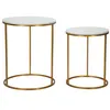 Image de Ensemble de 2 tables basses rondes style glamour en métal doré et marbre Simply