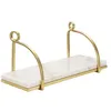 Image de Étagère Murale en Marbre "Marble" 40cm Blanc & Or