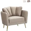 Image de Fauteuil design de salon rembourré avec pieds en métal doré Kiev - Gris