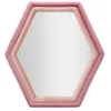 Image de Miroir hexagonal mural moderne avec cadre en velours rose Tony