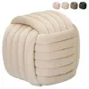 Image de Pouf design tressé rembourré en velours style moderne Softy - Crème