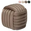 Image de Pouf design tressé rembourré en velours style moderne Softy - Gris