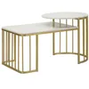 Image de Table Basse en Marbre "Ankara" 90cm Blanc & Or