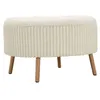 Image de Pouf coffre rond XL polyester 83x56cm Blanc