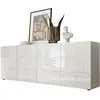 Image de Buffet - MIRONA - 4 portes - Blanc laqué brillant avec serigraphie - 241 x 43 x 84 cm